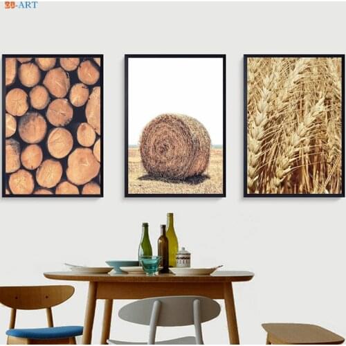 Golden Wheat Print Harvest Poster Tree Rings Picture Canvas Painting Wall Art Country Style Art Farmhouse Kitchen Decor