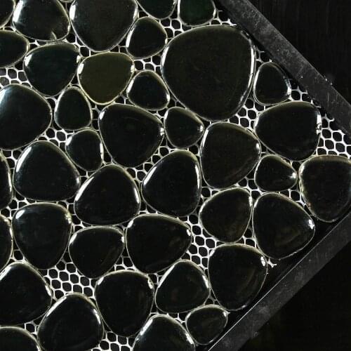 Luxury Pure Black Glazed Ceramic Mosaic Tiles for DIY Bathroom Shower Kitchen Fireplace Swimming Pool Floor Wall Tile