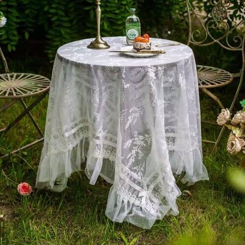 1pc White Ins Lace Tablecloth Romantic Households Cover Dust proof Spread Table Decoration Wedding Party