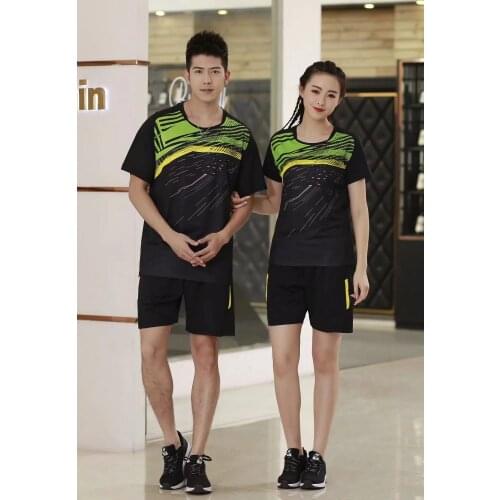 Quick Dry Badminton Sports Suits O-Neck Breathable Sweat Absorption Tennis Sports Suit Set For Couples L933SHD