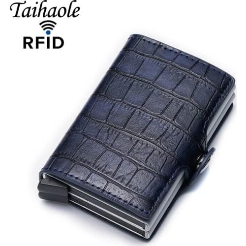 Taihaole New Card Holder RFID Blocking Aluminium Business ID Credit Card holder Men Slim Double Case Wallet Purse