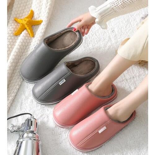 Hot Waterproof Non-Slip Home Slippers Winter Warm Women Indoor Cotton Non-slips Ladies Soft Slippers Memory Foam Couples Shoes