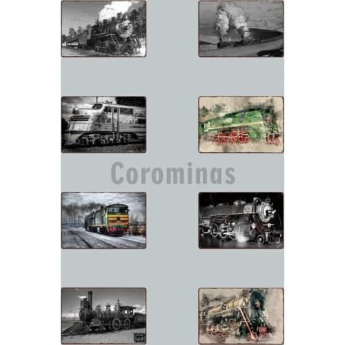 Vintage Europe Style Tin Sign Industrial Steam Train Posters Bar Pub Garage Wall Art Metal Sign Metal Plaques Decor For Cafe