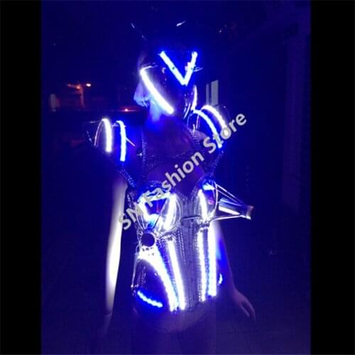 WX10 Singer cold fireworks clothes dance ballroom dresses led lighted dj sexy costume ballroom cosplay catwalk stage wears