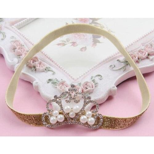 YH404 Hair Accessories Crystal Crown Childrens Hair Band Baby Girls Headwear Princess Newborn Crystal Pearl Crown Hairban