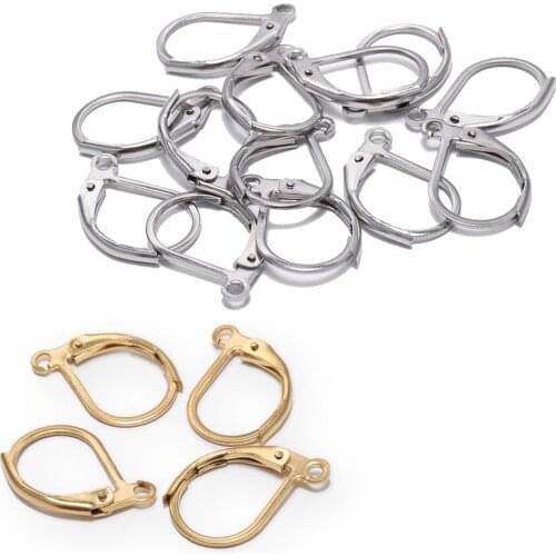 20Pcs/lot Gold Stainless Steel D Glyph French Lever Earring Hooks Wires Settings Base For DIY Jewelry Making Findings Supplies
