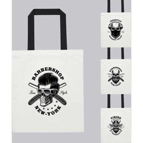 Women Shopping Bag Handbag Gothic Style Skull Pattern Series Folding Pouch Shopping Bags Reusable Portable Shopper Tote Bags