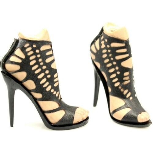 1/6 Female Soldier High-heeled Shoes with Feet Clothes Accessories Fit 12'' HT TBL Action Figure Body