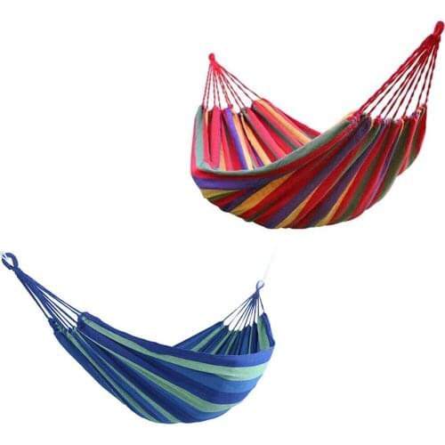 1 Pcs Portable Hammock Outdoor Hammock Garden Sports Home Travel Camping Swing Canvas Stripe Hang Bed Hammock