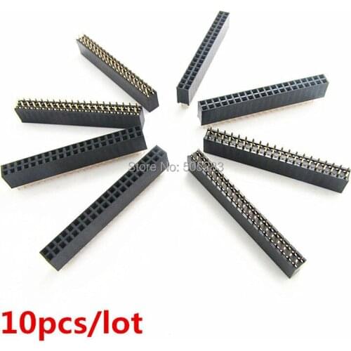 10pcs Dual 2x 20 Pin Row Straight Female Connector 2.54mm Pitch Header Connector Socket Strip for BreadBoard HY973*10