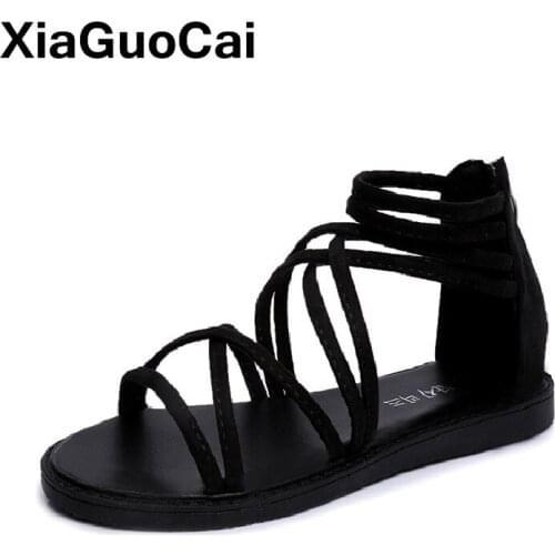 2020 Summer Newest Fashion Womens Sandals Rome Casual Flat Shoes Sexy Women Gladiator Sandals With Zip Female Shoes Hot Sale