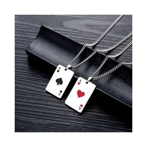 2021 New Year Gifts Stainless Steel Playing Card Heart Pendant Charms Mens Women Necklace Luckly Poker JEWELRY HOLIDAY GIFTS