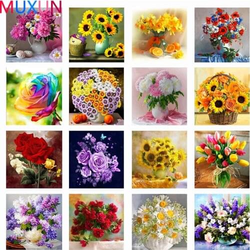 5D DIY Diamond Painting Cross Stitch Kit Full Square / Round Diamond Embroidery Mosaic Sunflower Decoration Home Gift Handmade