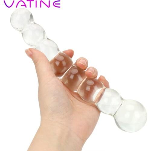VATINE Crystal Glass Anal Plug 8 Beads Prostate Massager Butt Plug Sex Toys for Women Men