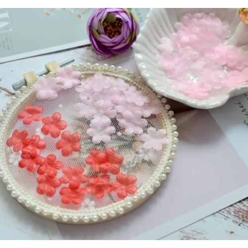 30 Pieces Width 2cm Pink Red Lace Fabric Applique Simulated Flower for Garment Clothes/Headwear Sewing Accessories