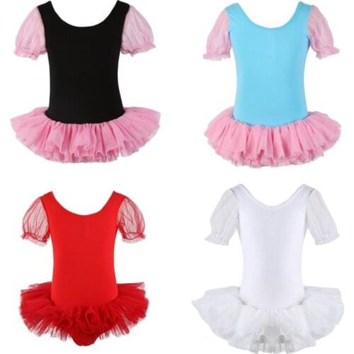 Girls Ballet Tutu Tulle Dress Sleeveless Gymnastics Leotard Pink Bow Pattern Ballet Leotard For Girl Ballerina