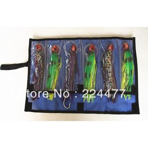 Free Shipping-Mixed Set 3 size Combo Octopus Skirt Game lures Tuna lures Trolling Fishing Tackle Soft Bait PP soft head with Hoo
