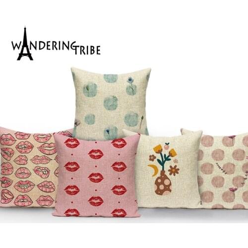 Lips Style Cushion Cover Home Decor Pillowcase Pillow Plant Pattern Jungle Decoration Freezy Pillow Case Funda Almohada 45*45Cm