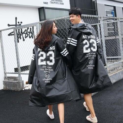 Black/Red Fashion Couple Rainwear EVA Men women Outdoor RainCoat Covered EVA Travel Waterproof Raincoat