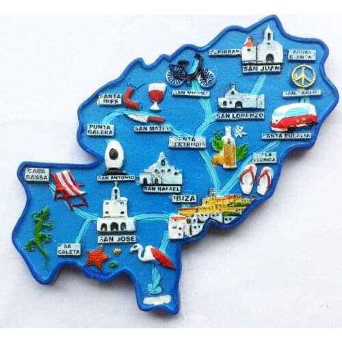 European tourism souvenir refrigerator creative Spain map magnetic paste ornaments 10x6cm