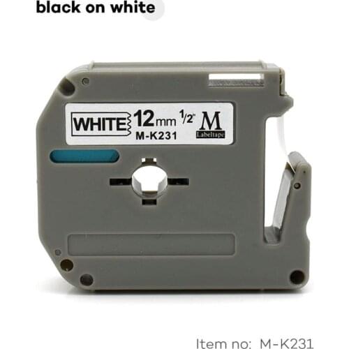 12mm MK-231 black on white label tapes M-K231 MK231 MK 231 mk231 mk-231 Compatible brother p-touch Label Printer for PT-80 PT-70