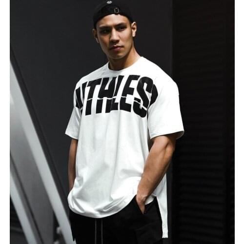 Men Fashion Casual Short Sleeve Mens Summer Fashion Brand Versatile Half Sleeve Simple Back Printing Letter Trend Loose t-shirt