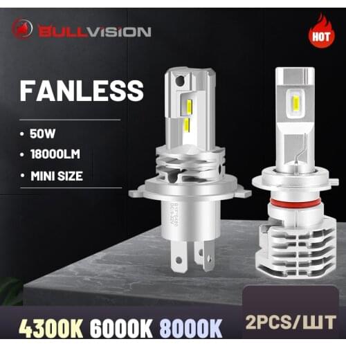 H4 H7 Led Headlights Fanless Mini Size H8 H9 H11 LED Light Bulbs for Car Auto HB4 9006 HB3 9005 4300K 6000K 8000K High Bright