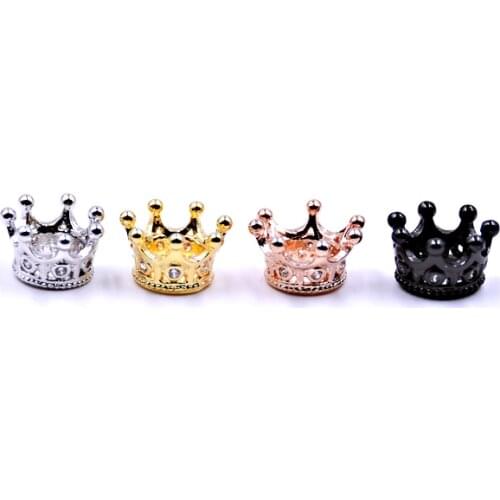 KANGKANG 2019 Charm Trend Micro Pave Zircon Crown DIY Bracelet Accessories Copper Brass Crown Beads & Jewelry flower Crown