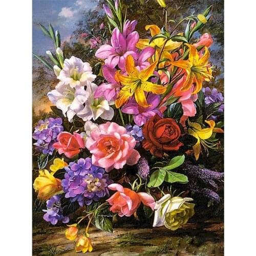 GATYZTORY DIY Painting By Numbers Flower Picture Colouring Zero Basis HandPainted Oil Painting Home Decor