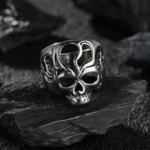 Punk Skeleton Hollow Skull Ring For Women Men Female Girls Cool Vintage Fashion Silvery Evil Rings Chic Jewelry Birthday Gift