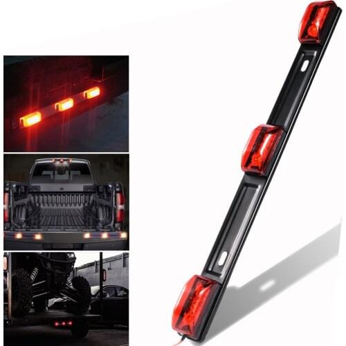 Red Truck Trailer ID Light Bar Marker Clearance Stainless Steel 9 LED Sealed Waterproof Rear Identification Light Strip