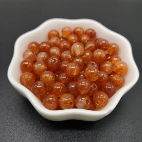 6 8 10 mm Brown Imitation Natural Stone Round Acrylic Beads Clouds Effect Beads For Jewelry Makeing Bracelet necklace DIY