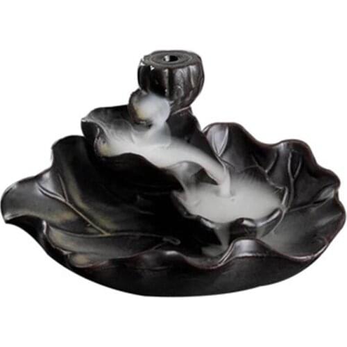 Incense Burner Censer Ceramics Art Gift Garden Home Lotus Leaf Back Flow Practical Elegant Backflow Decor Smoke Backward