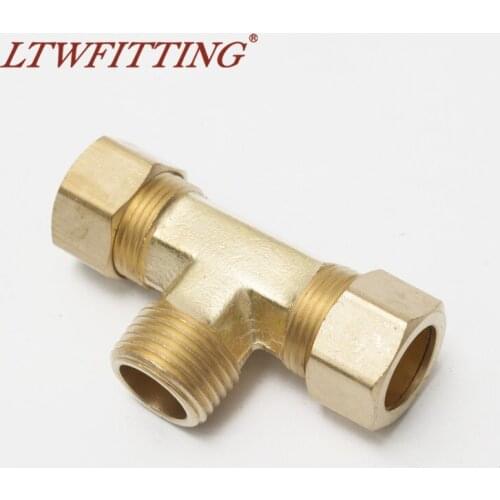 LTWFITTING Brass 5/8" OD x 5/8" OD x 1/2" Male NPT Compression Branch Tee Fitting