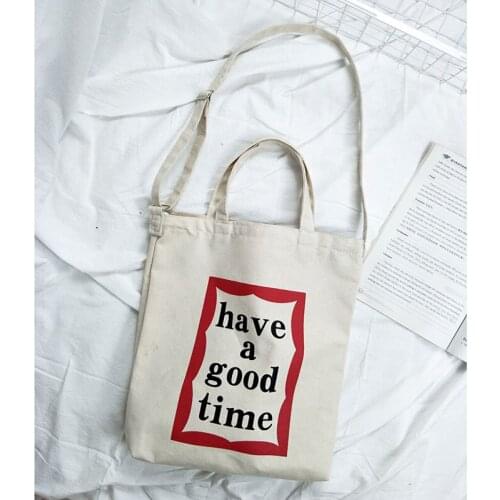 Fashion women letter printing canvas shoulder bags 2018 new arrival soft fold over zipper female students girls school handbags