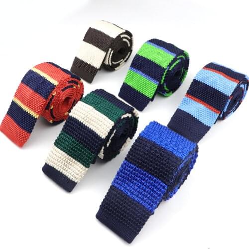 Mens Striped Ties Leisure Fashion Knitted Knit Necktie Skinny Narrow Slim Neck Ties For Men Skinny Woven Designer Cravat