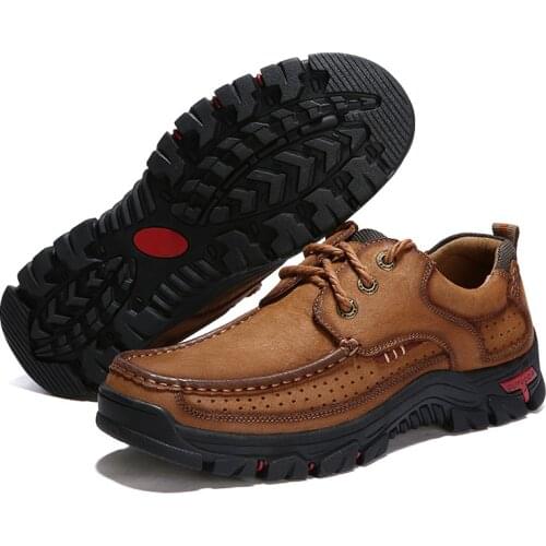 New Men Genuine Leather Casual Outdoor Sneakers Vintage Ankle Boots Luxury Mens Shoes Non-slip Rubber Sole Plus Size 48 49 50