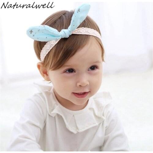Naturalwell Kids Girls Bow Hairband Wired Hair bows Turban Knot Rabbit Ear Headband Bunny ears hairband Cotton Headwear HB041