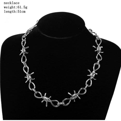 2021 Spring New Brambles Unisex Choker Necklace Women Hip-hop Gothic Punk Style Barbed Wire Thorns Pendant Chain Unisex Gifts
