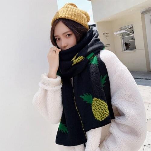 Korean autumn and winter new arrival scarf men and women Pineapple print long big soft outdoor scarf high quality warm shawl