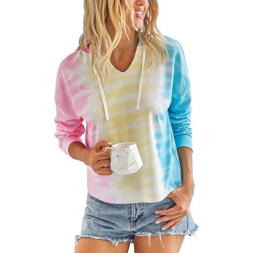 Autumn Tie Dye Thin Hoodies Womens Sweatshirt Harajuku Hooded Ladies Tops Streetwear 2020 New Arrival Clothing Plus Size S-3XL