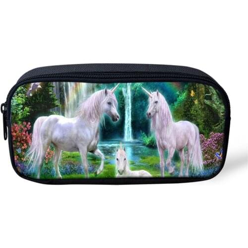 Kids Pencil Case Fantasy Horse sPattern Students Stationery Box Kawaii Animal Design School Pen Bags Girls Beautician