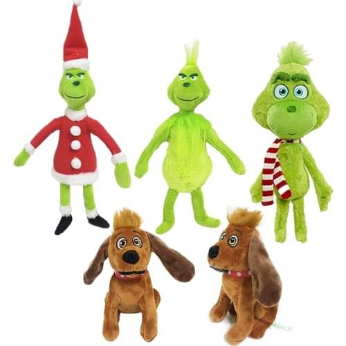 32CM Grinchs Plush Toys Christmas Max Dog Stuffed Toy Christmas Suit Dolls Soft Stuffed Plushie Children Christmas Gift Keychain