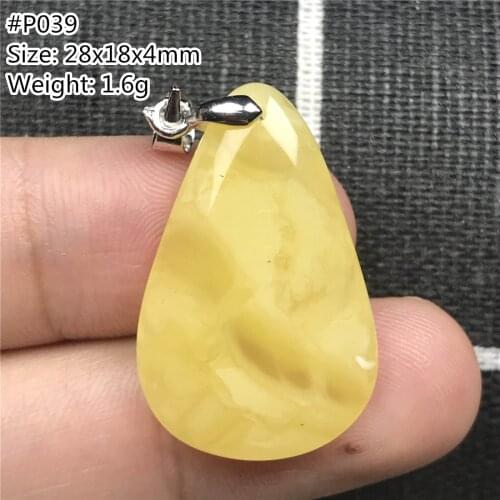 Real Natural Yellow Amber Pendant Jewelry For Woman Man Luck Gift Crystal Beads Water Drop Stone Silver Necklace Pendant AAAAA