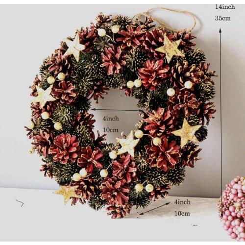 Party Xmas Craft Nature Staff Stars Decoration Christmas Wreath Window Door Wreath for Home New Year Decorations Garland Decor