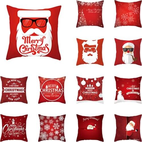 Christmas Red Cushion Cover Decorative Pillows for Sofa Nordic Santa Cruz Bed Pillowcases Country House New Years Decor 2021