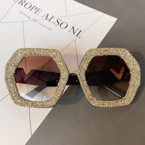2021 Sunglasses Women Fashion Oversized Diamond Designer Sun Glasses For Men Luxury Glasses Shades for Womens Summer Visor UV400