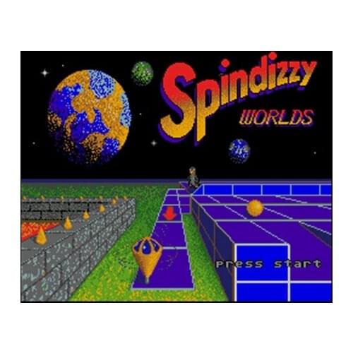 Spindizzy Worlds NTSC Version 16 Bit 46 Pin Big Gray Game Card For USA Game Players
