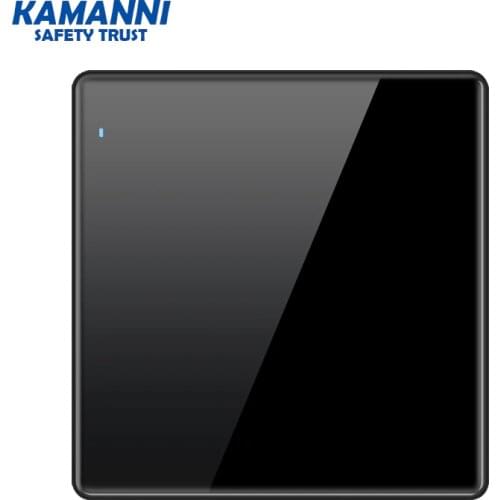 KAMANNI LED light black switch 1gang 1 way button wall switch luxury crystal glass panel switch interrupter 16A standard