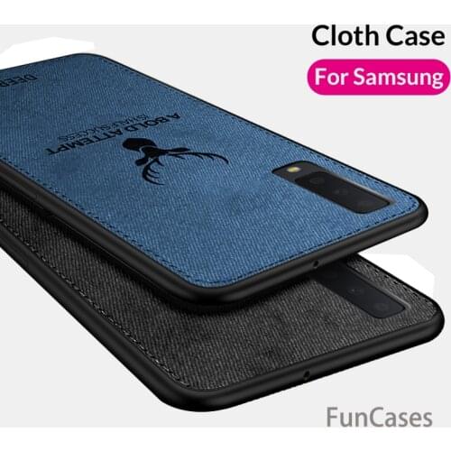 Cloth Fabric Deer Case For Samsung A7 2018 Soft Silicone Cases For Samsung A7 2018 A6 A8 Plus A 7 A750 A730F A6Plus A8Plus Cover